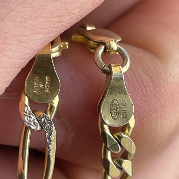 Vintage Milor Sterling silver & Gold Cuban Chainlink Bracelet Bundle Italy - Picture 7 of 14